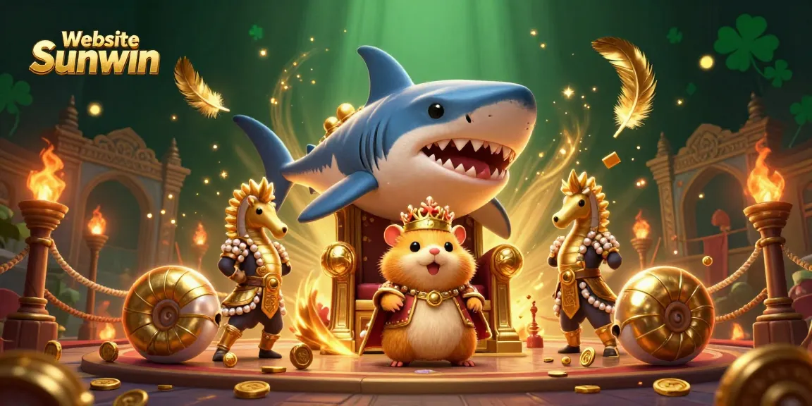 Experience thrilling games at Website Sunwin, featuring a golden hamster king in a vibrant casino scene.